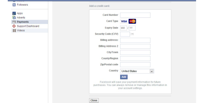 facebook怎么添加支付方式