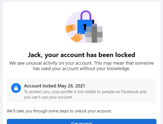 facebook账户被锁定